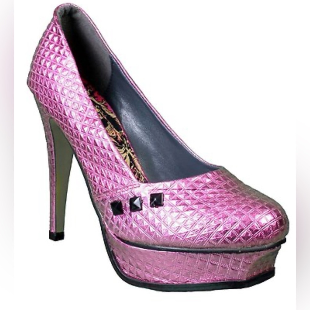 Iron Fist Women's Pink Studs Number of the Beast High Heels